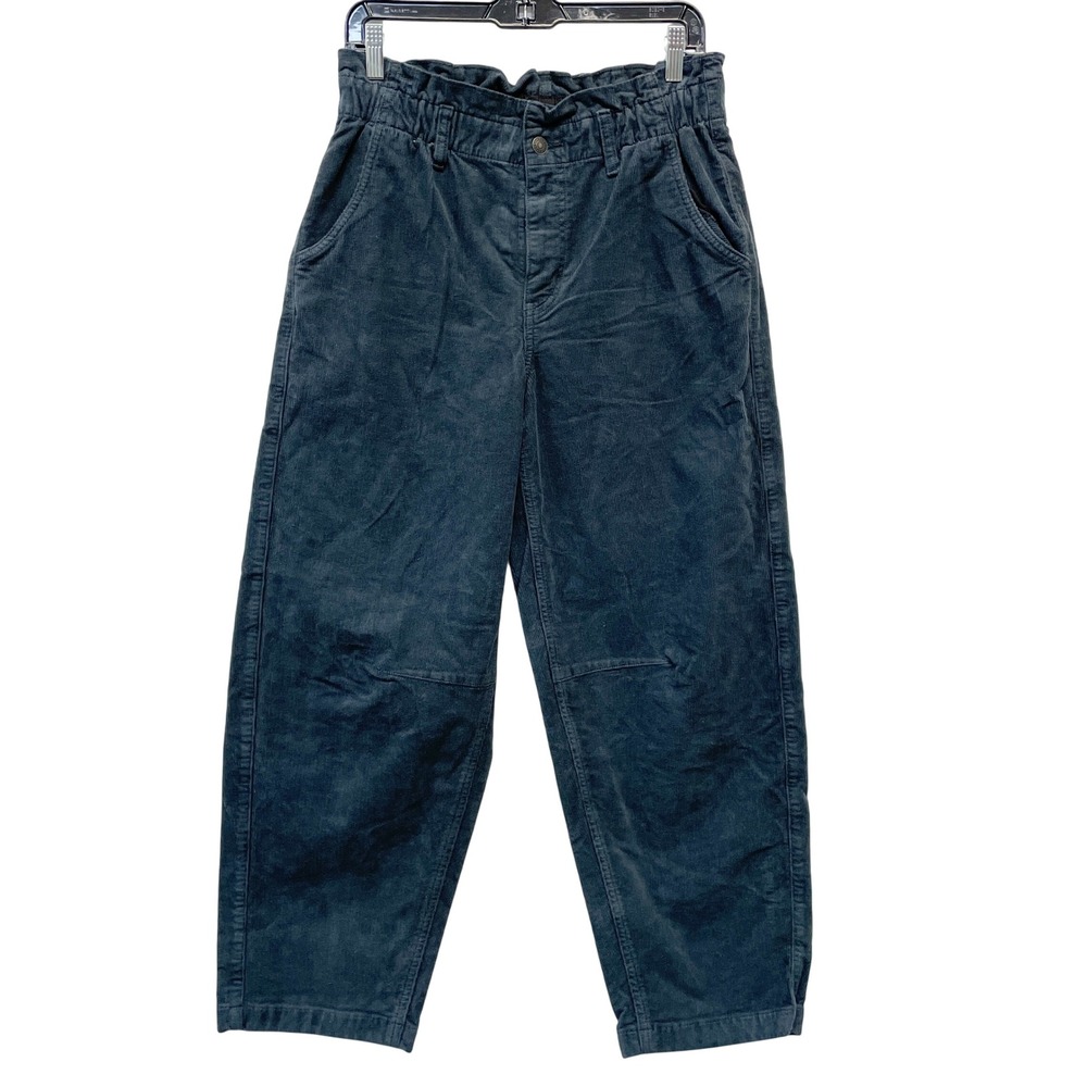 American Eagle Women's‎ Gray Paperbag Waist Barrel Corduroy Tapered Pants Size 4